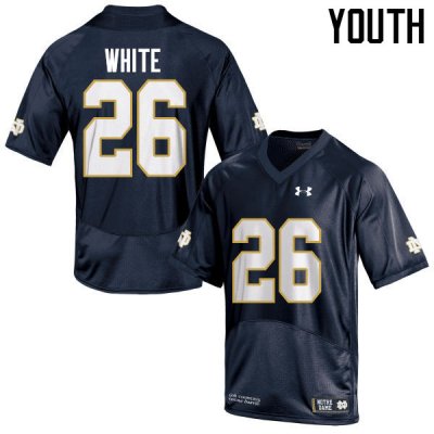 Notre Dame Fighting Irish Youth Ashton White #26 Navy Blue Under Armour Authentic Stitched College NCAA Football Jersey XEU1899ET